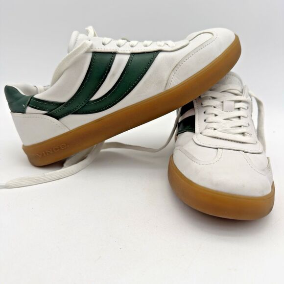 Vince Oasis Leather Sneaker Chalk White/Pine Green Size 8 M